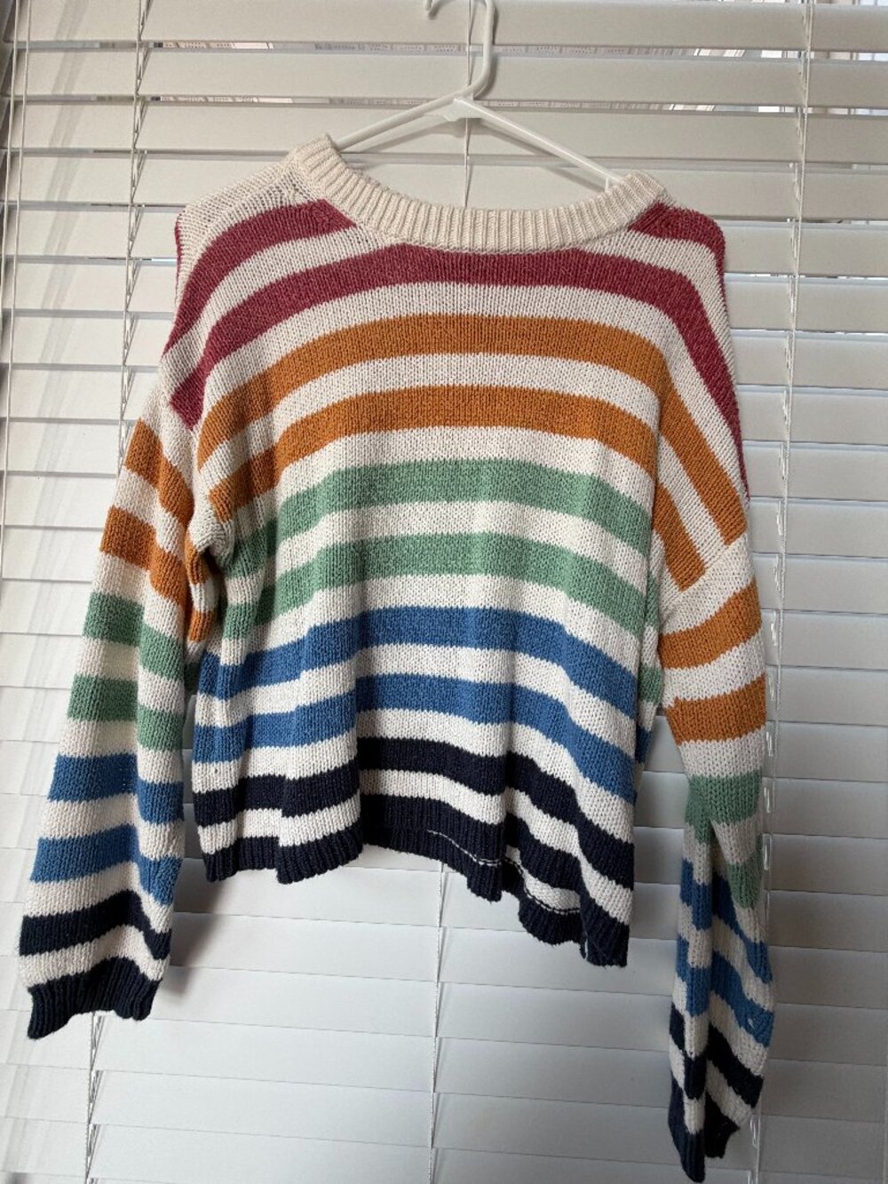 AE Slouchy Rainbow Striped Pullover Sweater